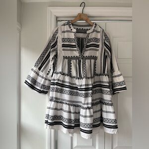 Black and White Patterned Women's Dress